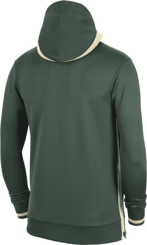 Nike Milwaukee Bucks Showtime NBA-hoodie met rits en Dri-FIT voor heren Groen