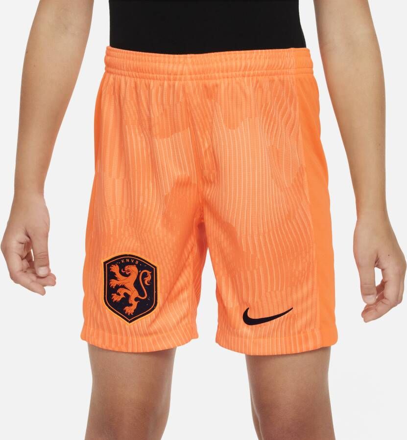 Nike Nederland 2023 Stadium Thuis Dri-FIT voetbalshorts voor kids Oranje