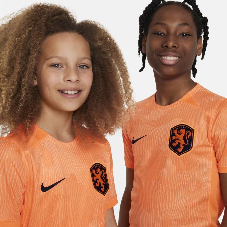 Nike Nederland 2023 Stadium Thuis Dri-FIT voetbalshirt voor kids Oranje