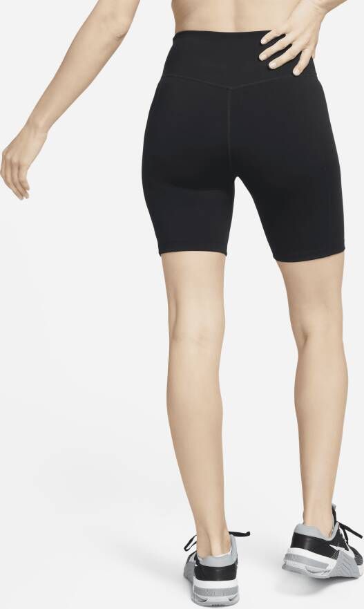 Nike One Leak Protection: Period Bikeshorts met halfhoge taille voor dames (18 cm) Zwart
