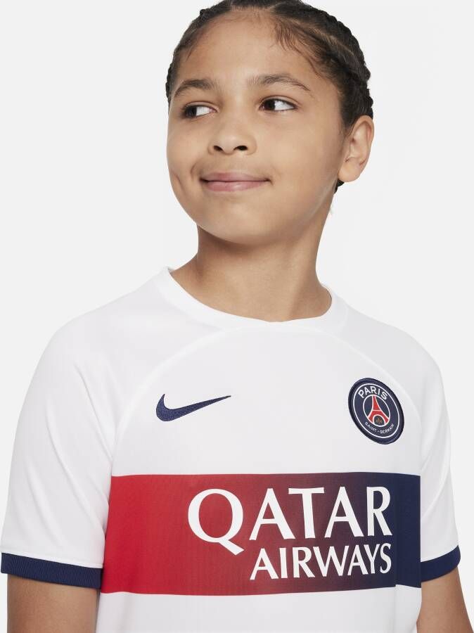 Nike Paris Saint-Germain 2023 24 Stadium Uit Dri-FIT voetbalshirt voor kids Wit