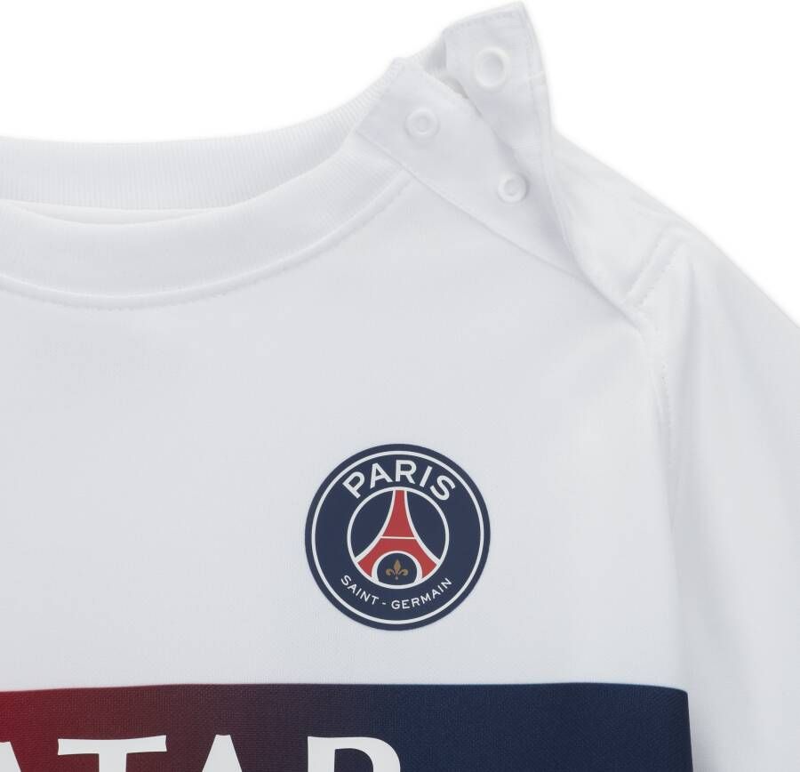 Nike Paris Saint-Germain 2023 24 Uit Dri-FIT driedelig tenue voor baby's peuters Wit