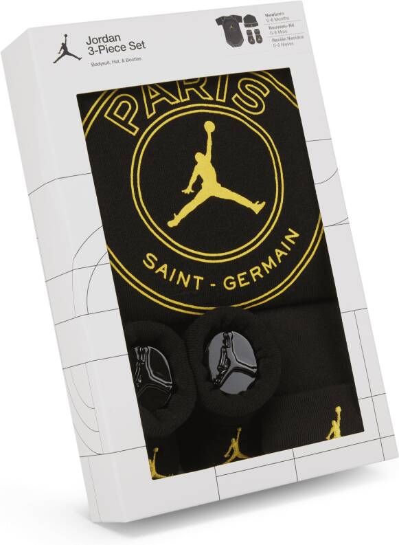 Nike Paris Saint-Germain Bodysuit Box Set Rompertjesset voor baby's (0-6 maanden) Zwart
