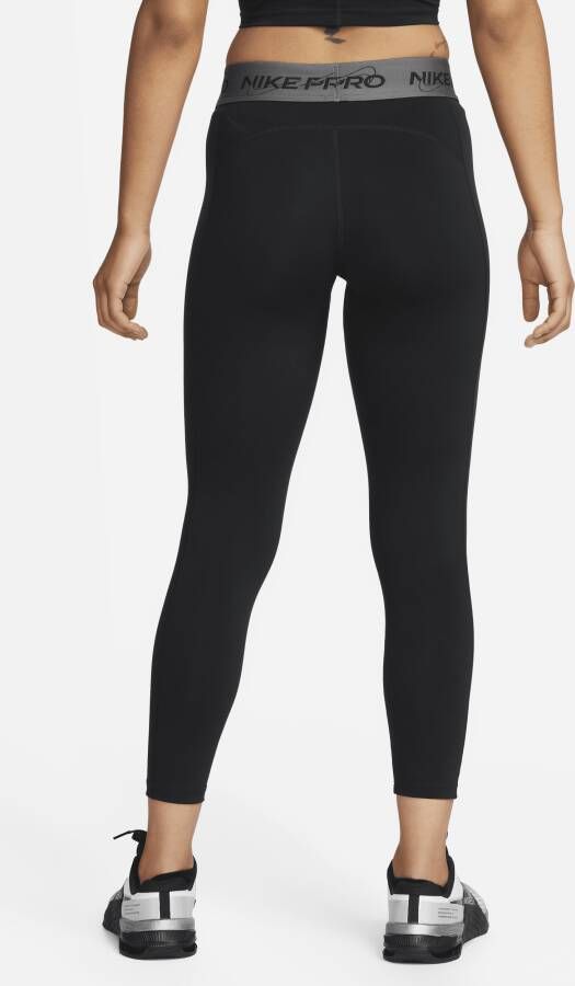 Nike Pro 7 8-legging met halfhoge taille en graphic voor dames Zwart