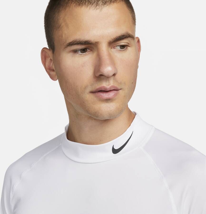 Nike Pro Dri-FIT fitnesstop met hoge hals en lange mouwen voor heren Wit