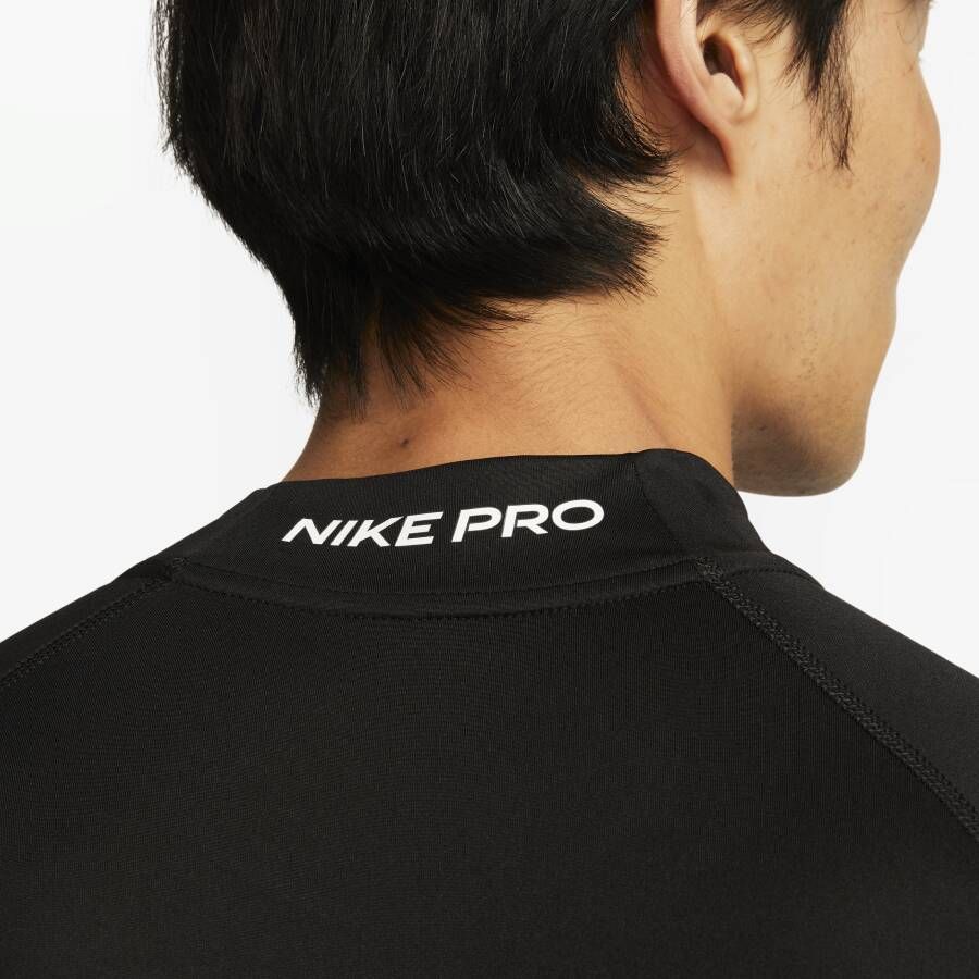 Nike Pro Dri-FIT fitnesstop met hoge hals en lange mouwen voor heren Zwart