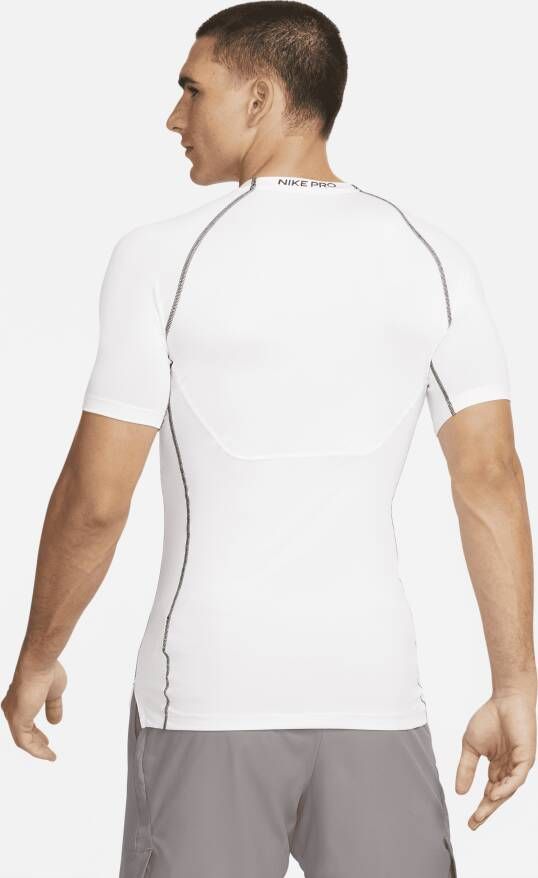 Nike Pro Dri-FIT Herentop met korte mouwen en strakke pasvorm Wit
