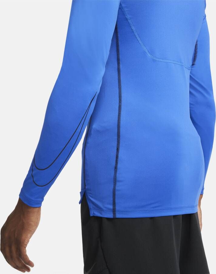 Nike Pro Dri-FIT Herentop met lange mouwen en strakke pasvorm Blauw
