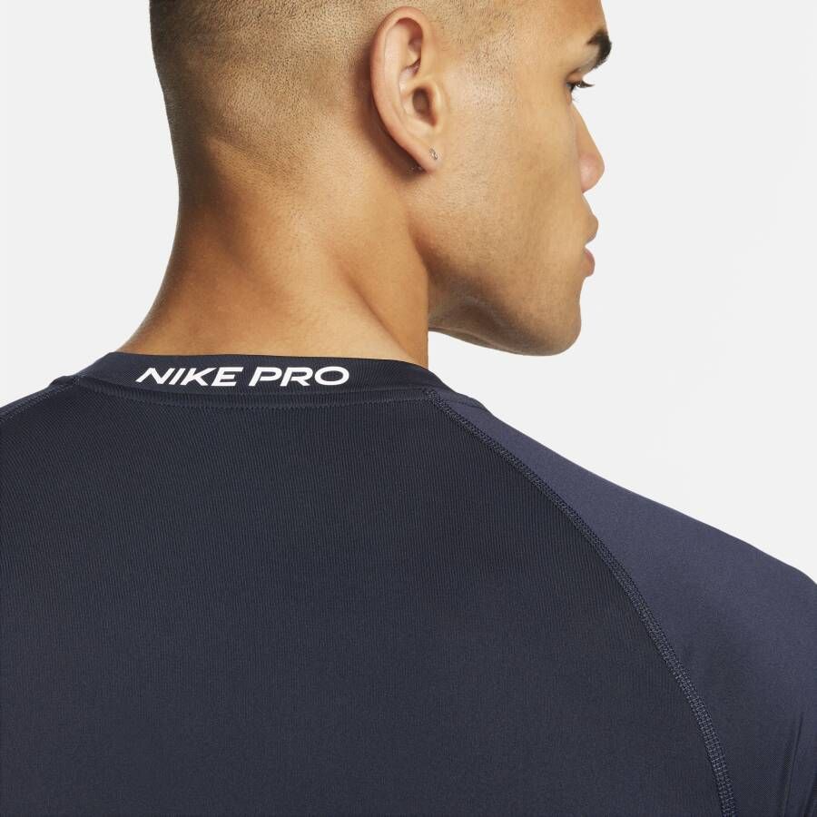 Nike Pro Dri-FIT strakke fitnesstop met korte mouwen voor heren Blauw