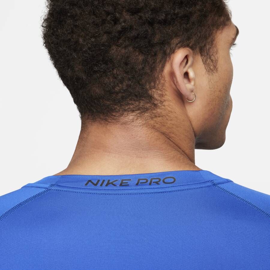 Nike Pro Dri-FIT strakke fitnesstop met lange mouwen voor heren Blauw
