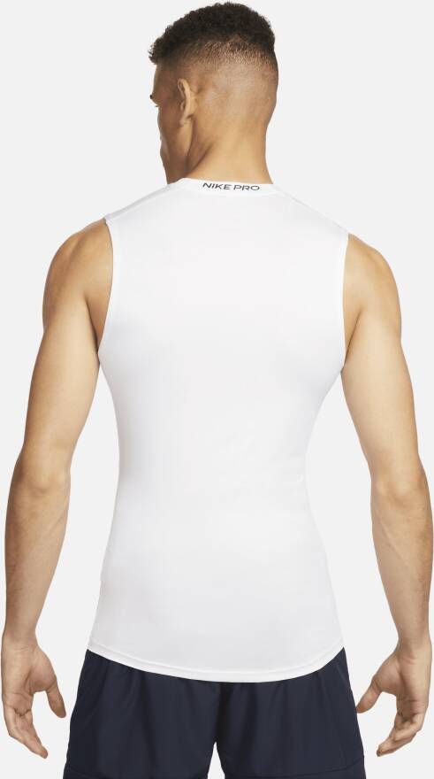 Nike Pro Dri-FIT strakke mouwloze fitnesstop voor heren Wit