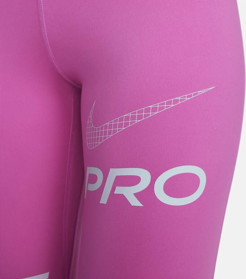 Nike Pro Lange trainingslegging met graphic en halfhoge taille voor dames Roze