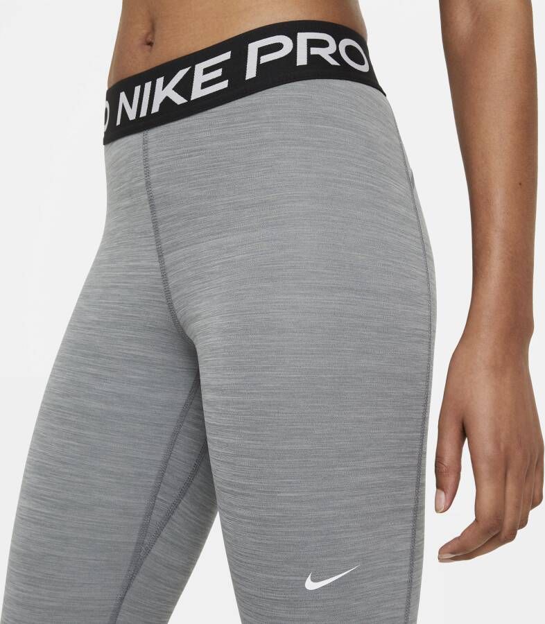 Nike Pro Legging met halfhoge taille en mesh vlakken voor dames Grijs
