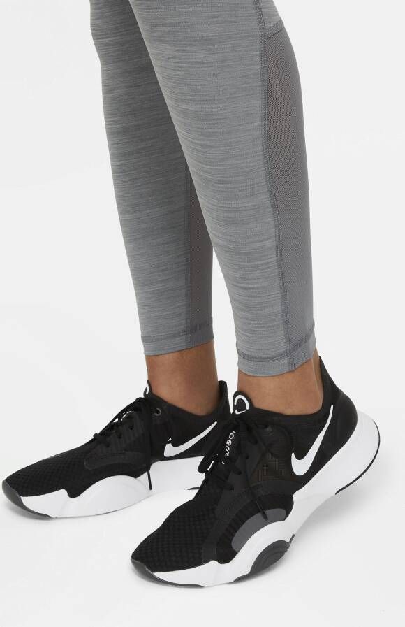 Nike Pro Legging met halfhoge taille en mesh vlakken voor dames Grijs