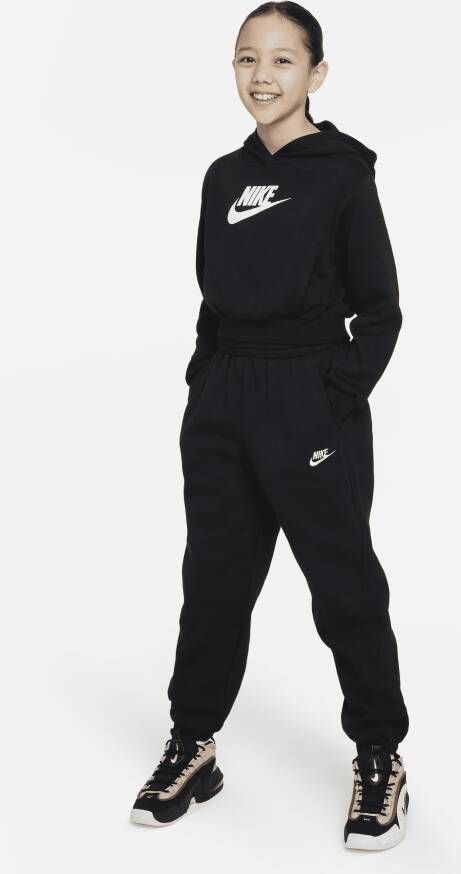 Nike Sportswear Club Fleece korte hoodie voor meisjes Zwart