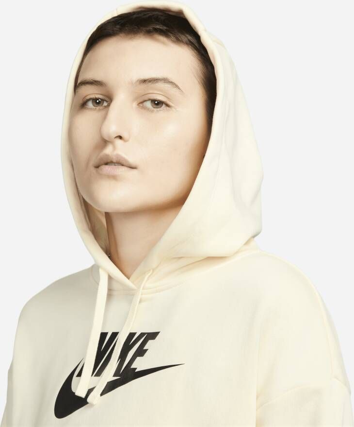 Nike Sportswear Club Fleece Korte oversized hoodie met graphic voor dames Wit