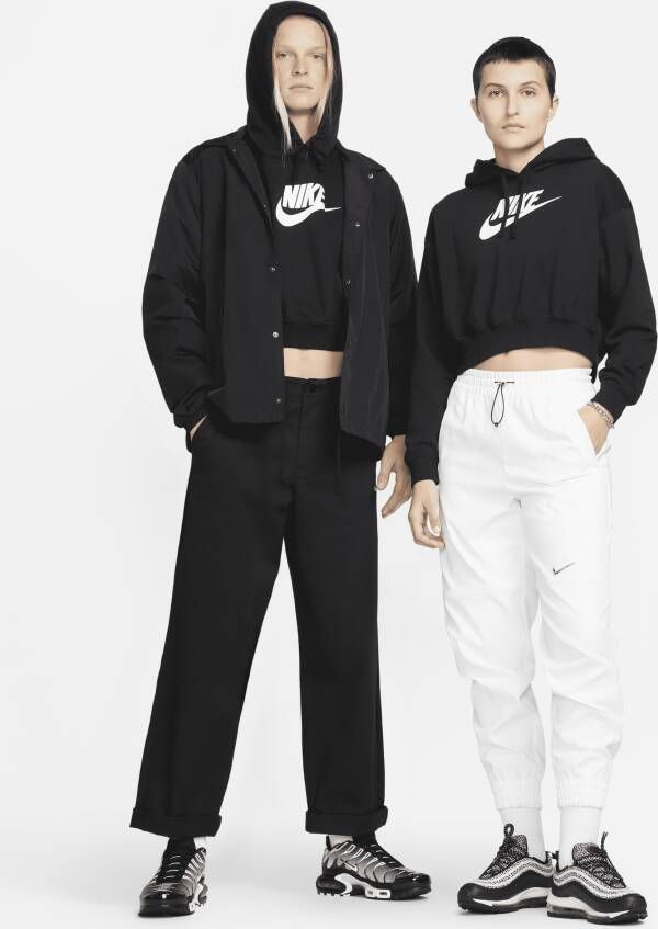 Nike Sportswear Club Fleece Korte oversized hoodie met graphic voor dames Zwart