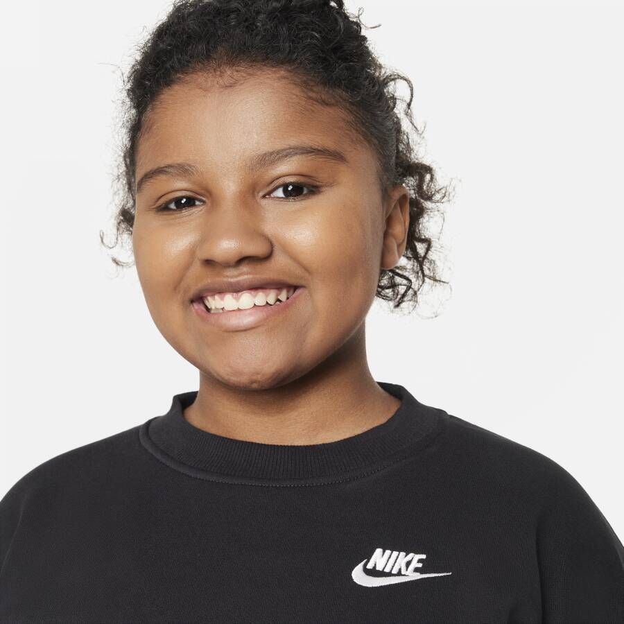 Nike Sportswear Club Fleece oversized sweatshirt voor meisjes (ruimere maten) Zwart