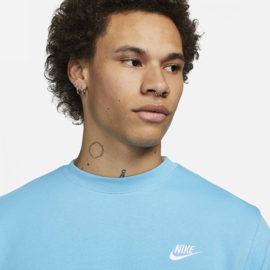 Nike Sportswear Club Herenshirt van sweatstof met ronde hals Blauw