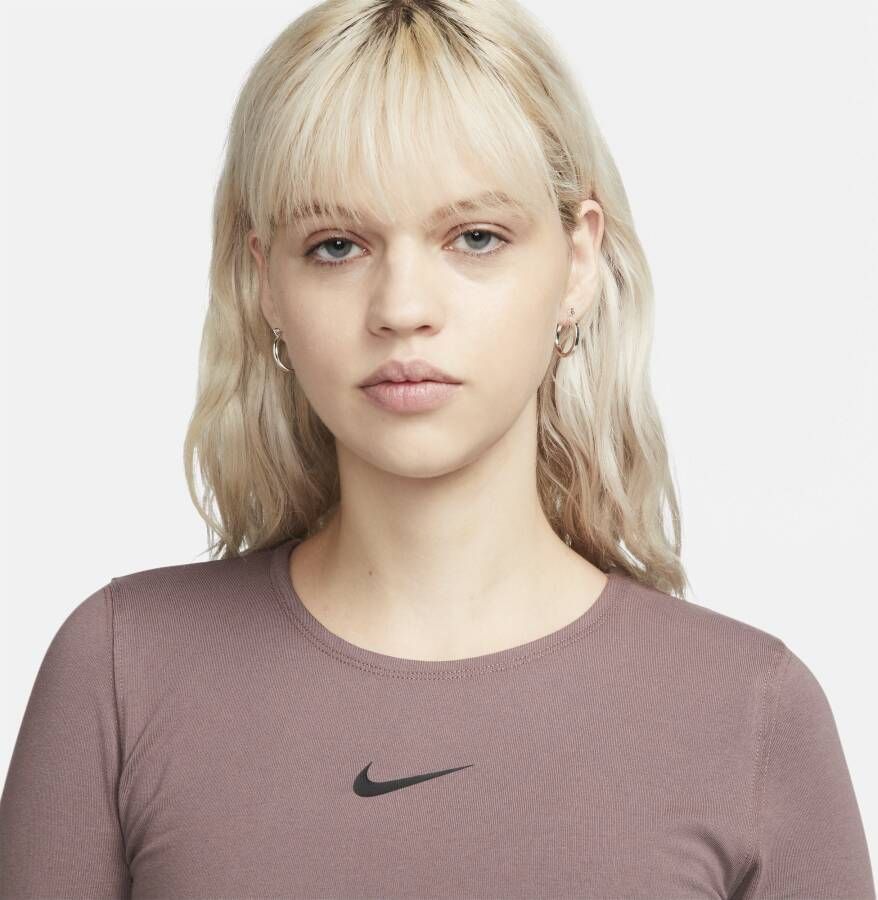 Nike Sportswear Croptop met lange mouwen voor dames Bruin
