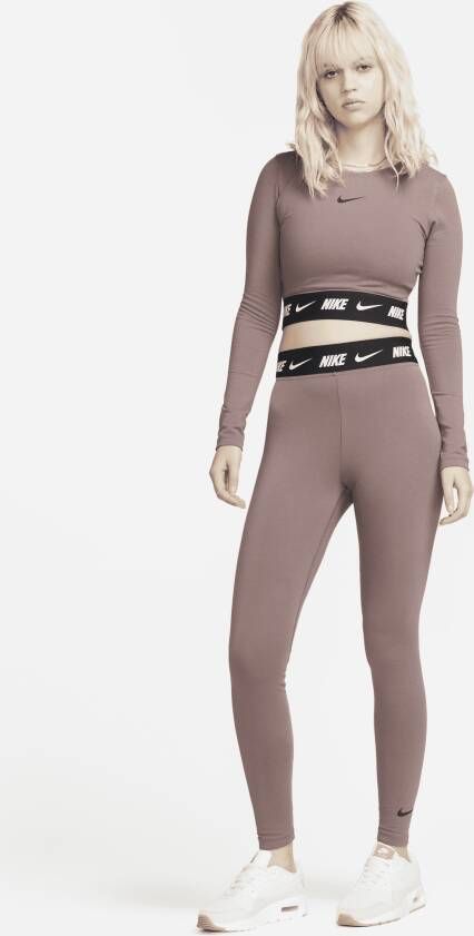 Nike Sportswear Croptop met lange mouwen voor dames Bruin