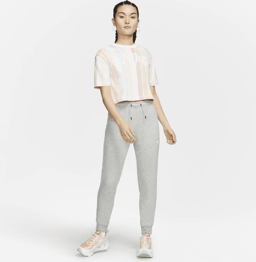 Nike Sportswear Essential Fleecebroek met halfhoge taille voor dames Grijs