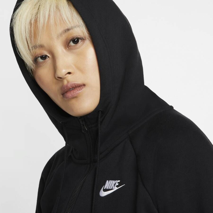 Nike Sportswear Essential Fleecehoodie met rits voor dames Zwart