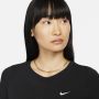 Nike Sportswear Essential geribde croptop met korte mouwen voor dames Zwart - Thumbnail 3