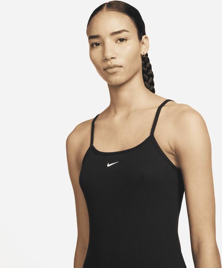 Nike Sportswear Essential Geribde jurk Zwart