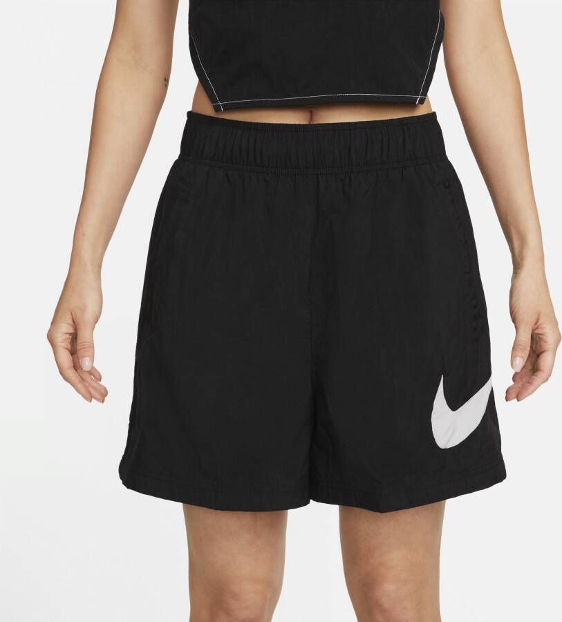 Nike Sportswear Essential Geweven damesshorts met hoge taille Zwart