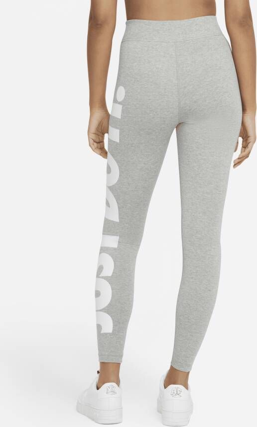 Nike Sportswear Essential Legging met hoge taille en graphic voor dames Grijs