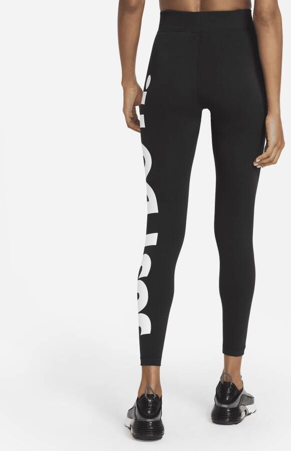 Nike Sportswear Essential Legging met hoge taille en graphic voor dames Zwart