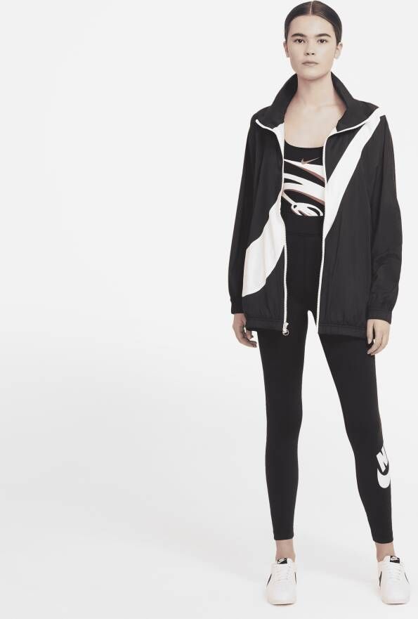 Nike Sportswear Essential Legging met hoge taille en logo voor dames Zwart