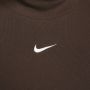 Nike Sportswear Essentials geribde damestop met hoge kraag en korte mouwen Bruin - Thumbnail 4
