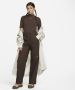 Nike Sportswear Essentials geribde damestop met hoge kraag en korte mouwen Bruin - Thumbnail 5
