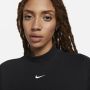 Nike Sportswear Essentials geribde damestop met hoge kraag en korte mouwen Zwart - Thumbnail 3