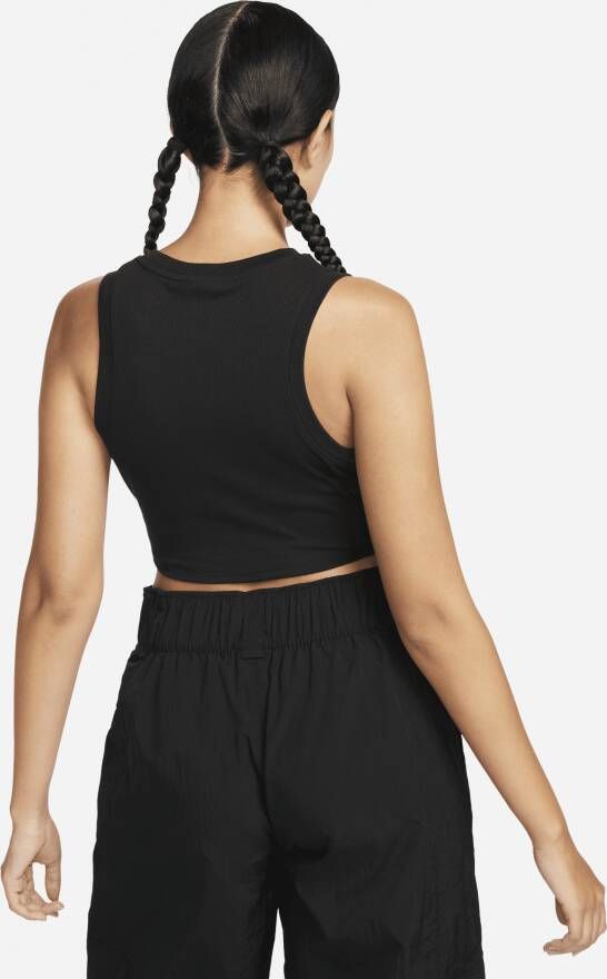 Nike Sportswear Chill Knit aansluitende korte tanktop met mini-rib voor dames Zwart