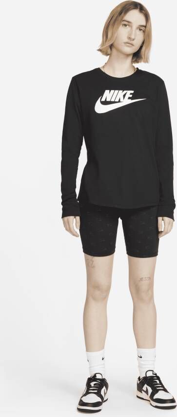 Nike Sportswear Essentials T-shirt met lange mouwen en logo voor dames Zwart
