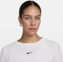 Nike Sportswear Essential korte damestop met ribbels en lange mouwen Wit - Thumbnail 3