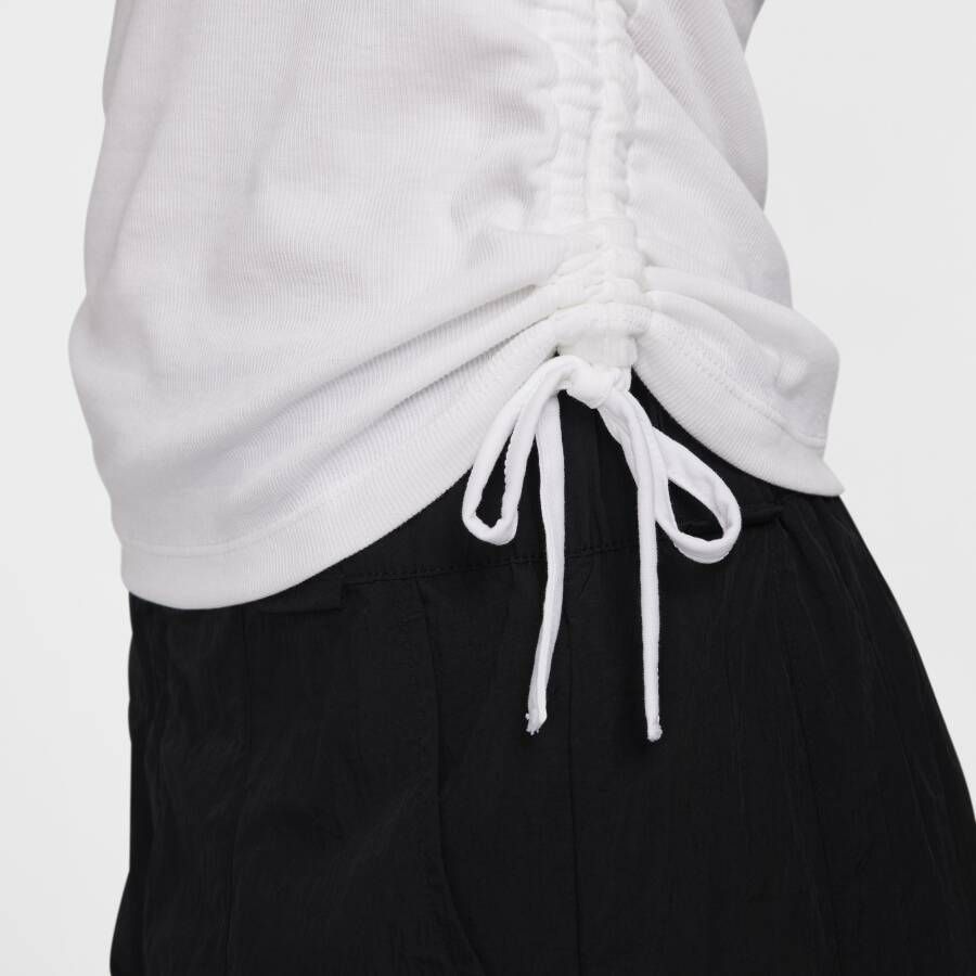 Nike Sportswear Essential korte damestop met ribbels en lange mouwen Wit