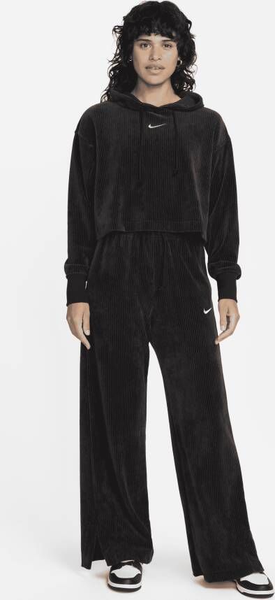 Nike Sportswear Korte hoodie van velours voor dames Zwart