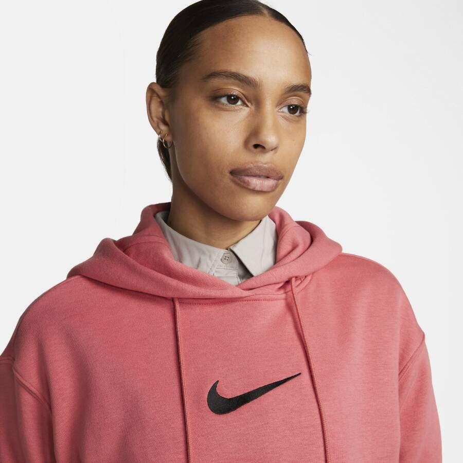 Nike Sportswear Oversized fleecehoodie voor dames Rood