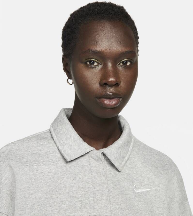 Nike Sportswear Phoenix Fleece Kort polosweatshirt met 3 4-mouwen voor dames Grijs