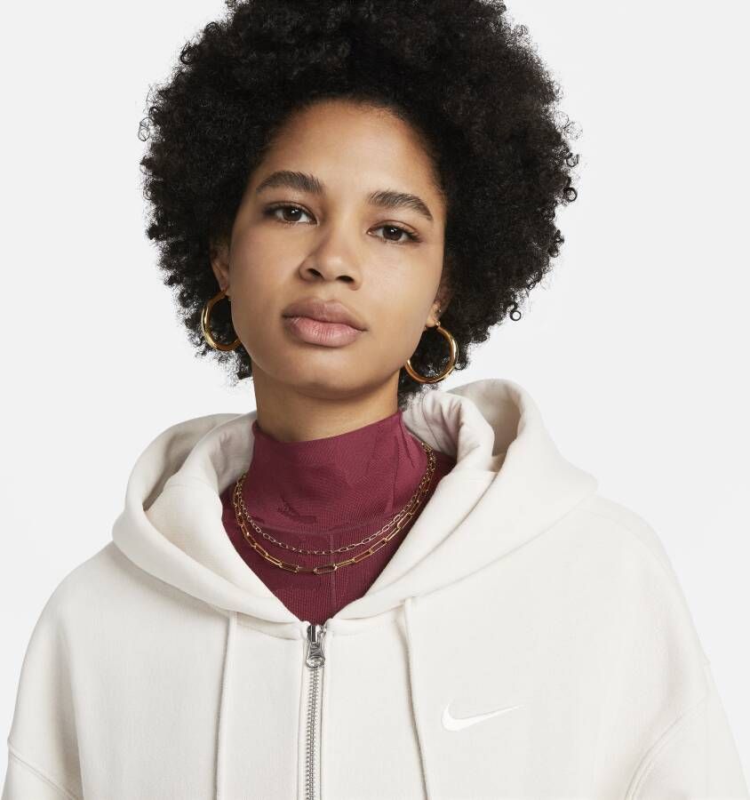 Nike Sportswear Phoenix Fleece Oversized fleecehoodie met rits over de hele lengte voor dames Bruin