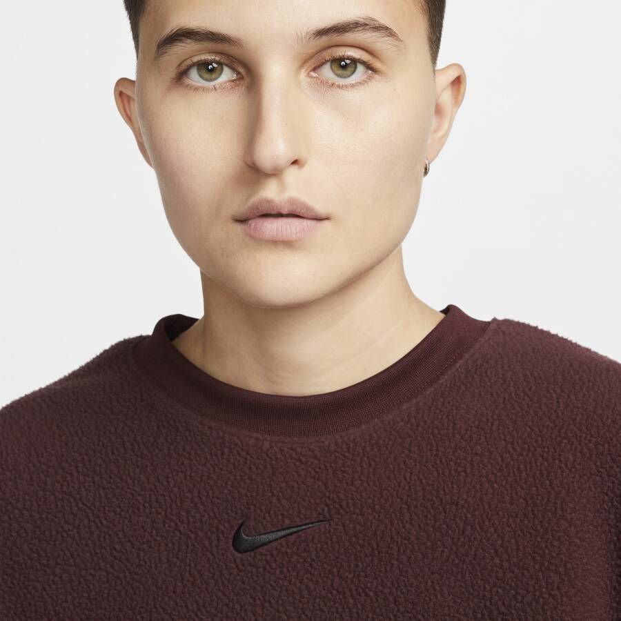 Nike Sportswear Plush oversized kort sweatshirt met ronde hals voor dames Rood