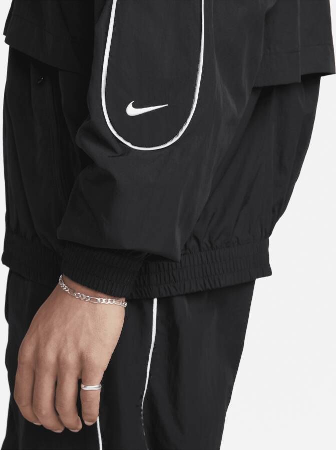 Nike Sportswear Solo Swoosh geweven trainingsjack voor heren Zwart