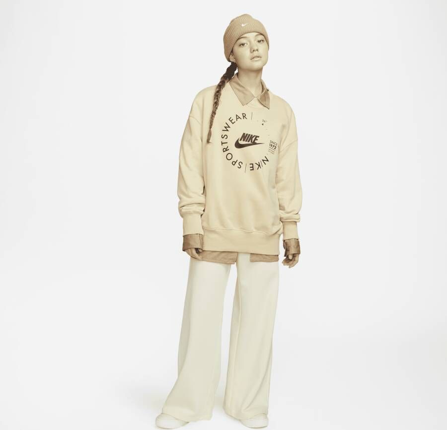 Nike Sportswear Sports Utility oversized sweatshirt met ronde hals voor dames Bruin