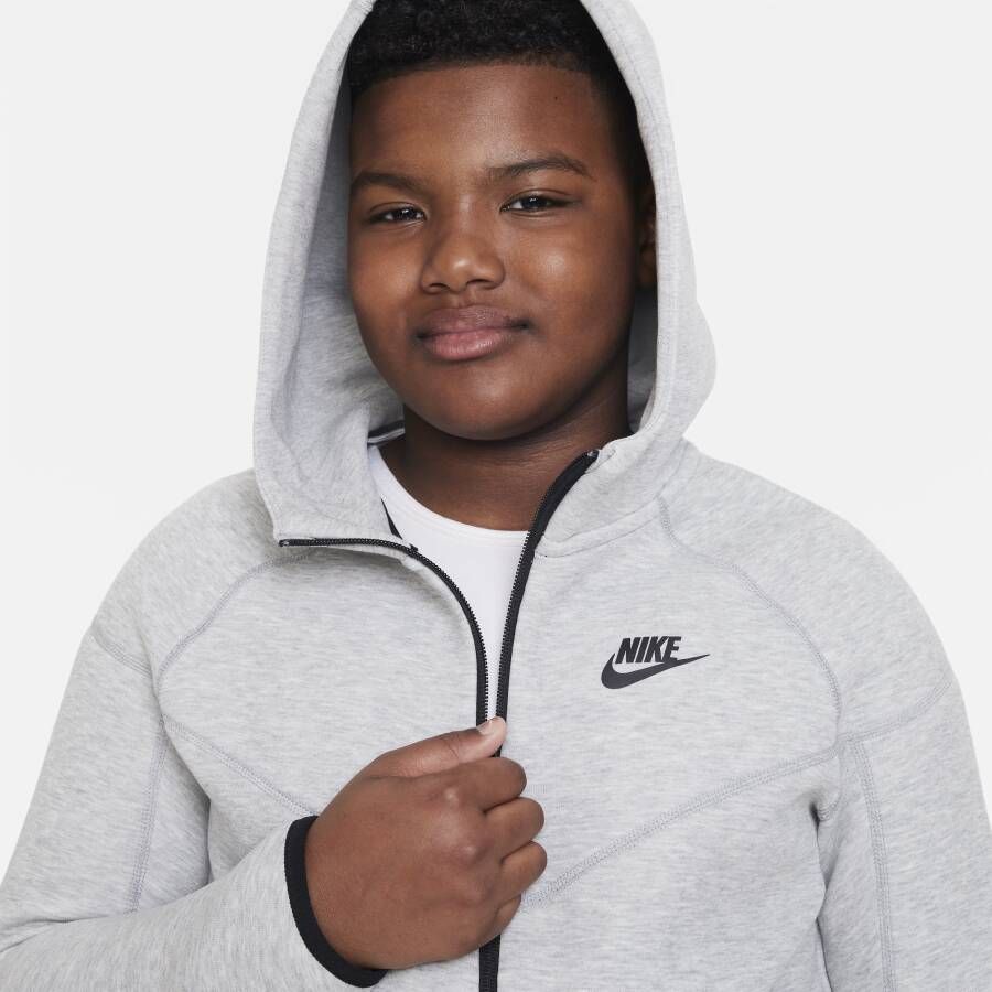 Nike Sportswear Tech Fleece Hoodie met rits over de hele lengte voor jongens (ruimere maten) Grijs