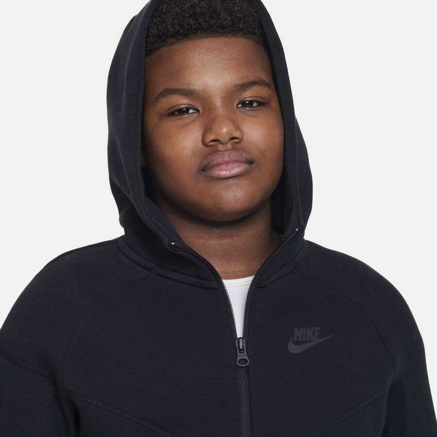 Nike Sportswear Tech Fleece Hoodie met rits over de hele lengte voor jongens (ruimere maten) Zwart