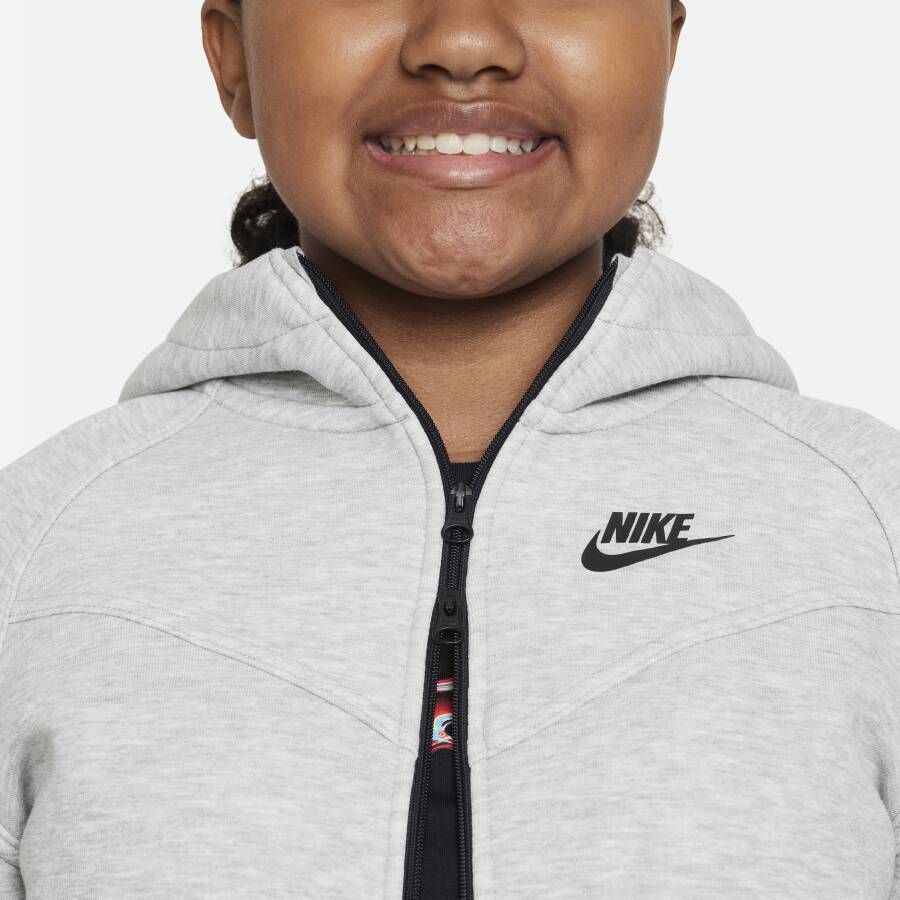 Nike Sportswear Tech Fleece Hoodie met rits over de hele lengte voor meisjes (ruimere maten) Grijs